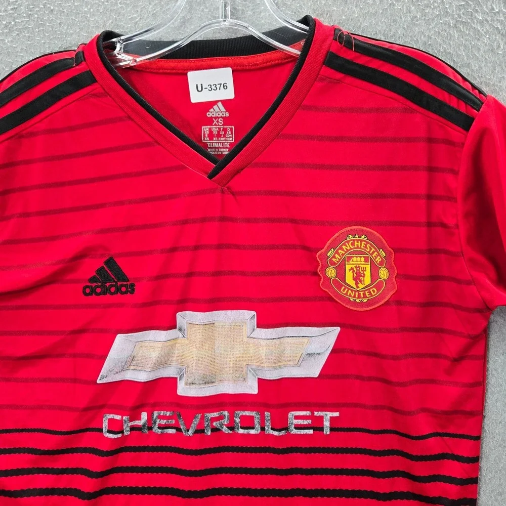 Manchester United Men Activewear Shirt XS Red Striped Adidas Lukaku 9 Climachill